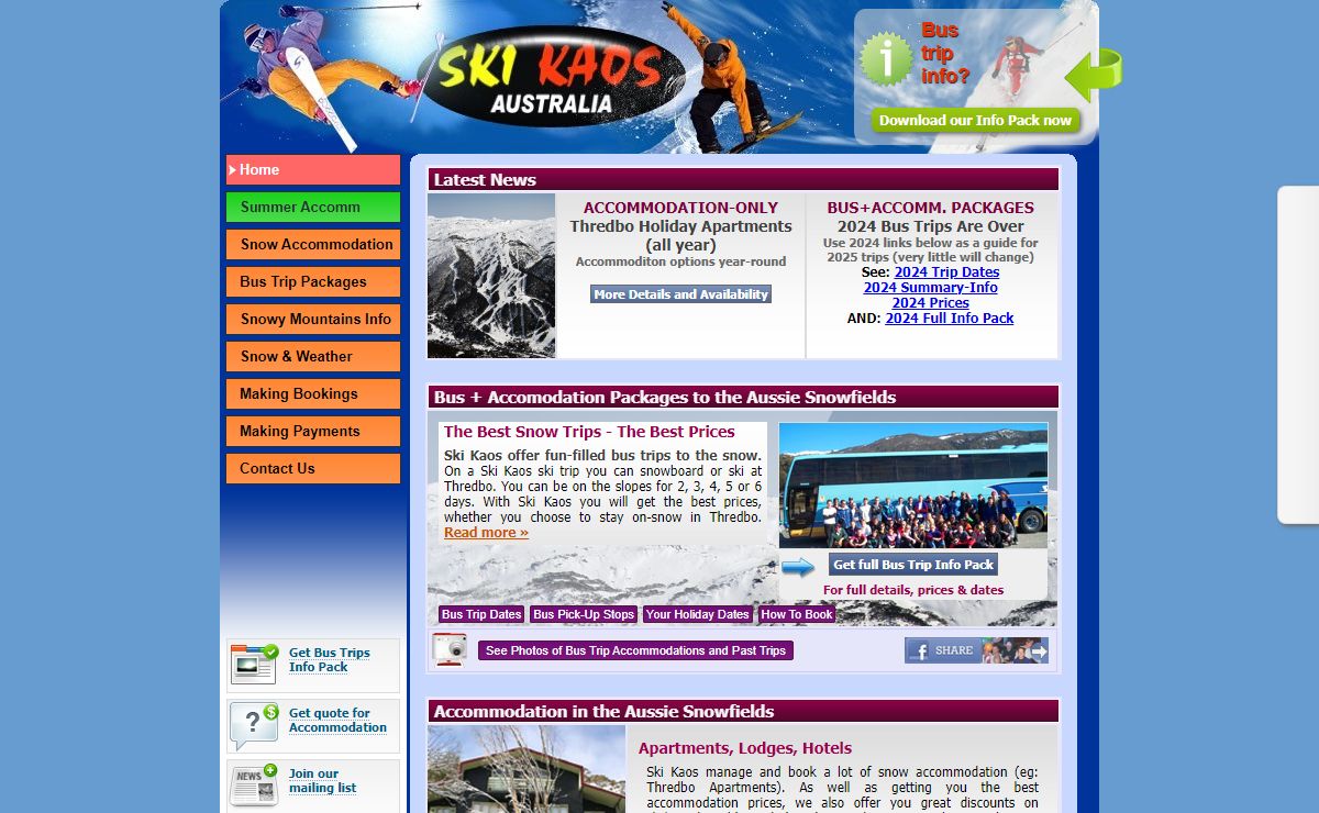 Ski Kaos Snow Trips: Snow Accommodation, Ski Trips, Snow Tours, Snowboard Trips, Snowy Mountains Holidays, Bus to Thredbo, Jindabyne, Perisher