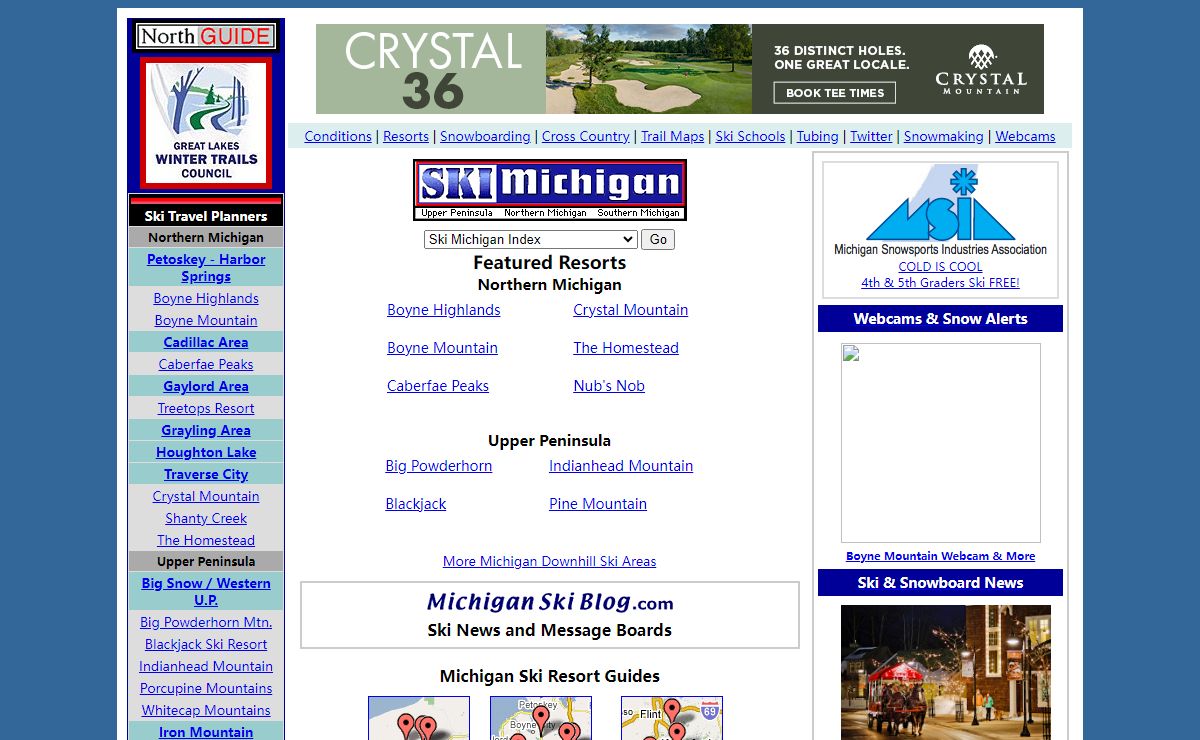 Ski Michigan, Ski and Snowboard Resorts, Ski Lodging, Conditions, Cross Country Michigan Skiing