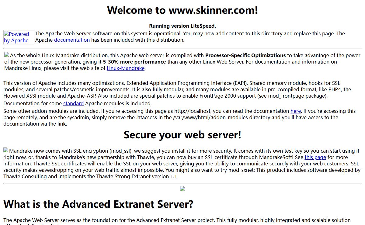Welcome to the Advanced Extranet Server