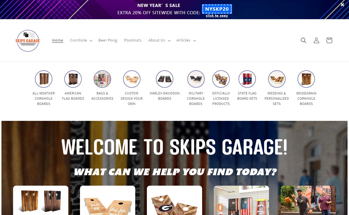 Custom Cornhole Boards | Corn Hole Game Sets | Skip's Garage
