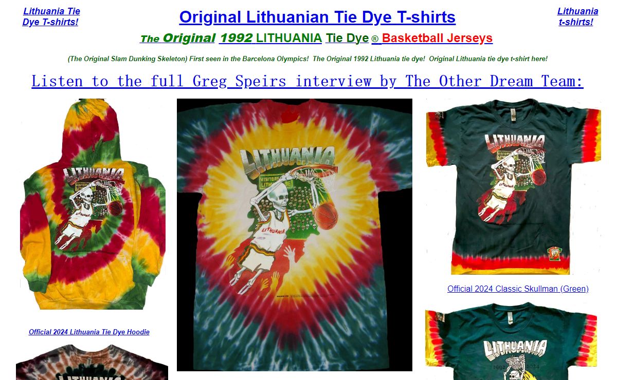 Lithuania Tie-Dye Basketball T-Shirts Slam-Dunking Skeleton