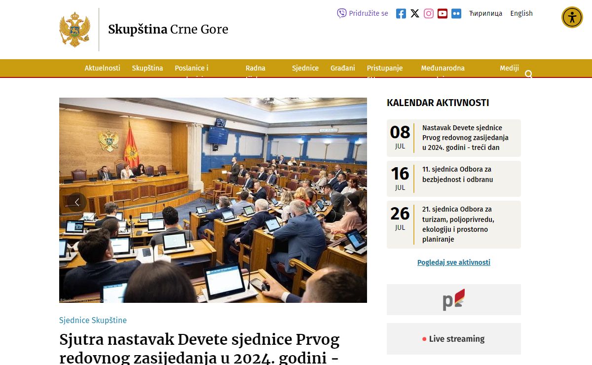 Početna stranica - Skupština Crne Gore