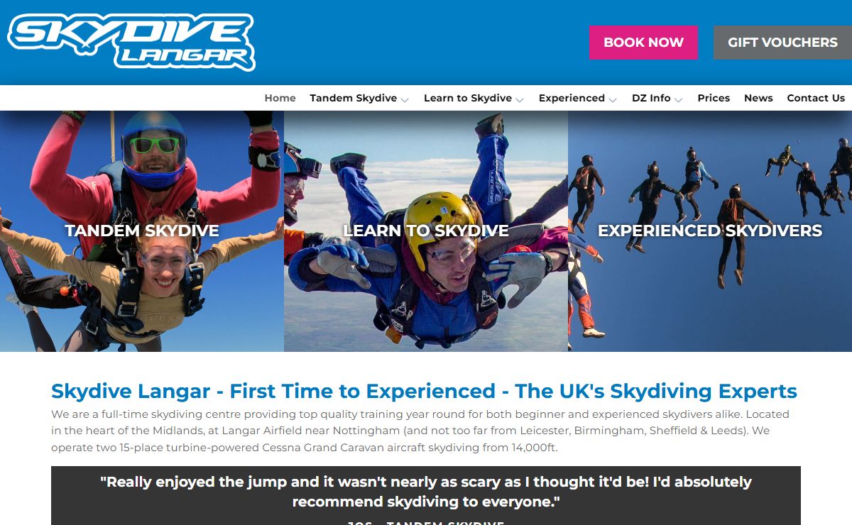 Skydive Langar | Tandem & Charity Skydiving | Learn to Skydive With Us!