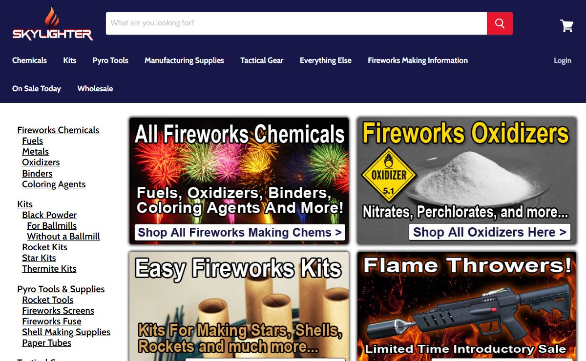 Skylighter - Pyrotechnic Chemicals and Supplies, Sparklers, Fireworks — Skylighter, Inc.