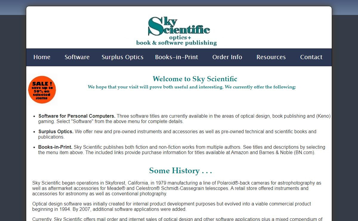 Optics, Software & Book Publishing