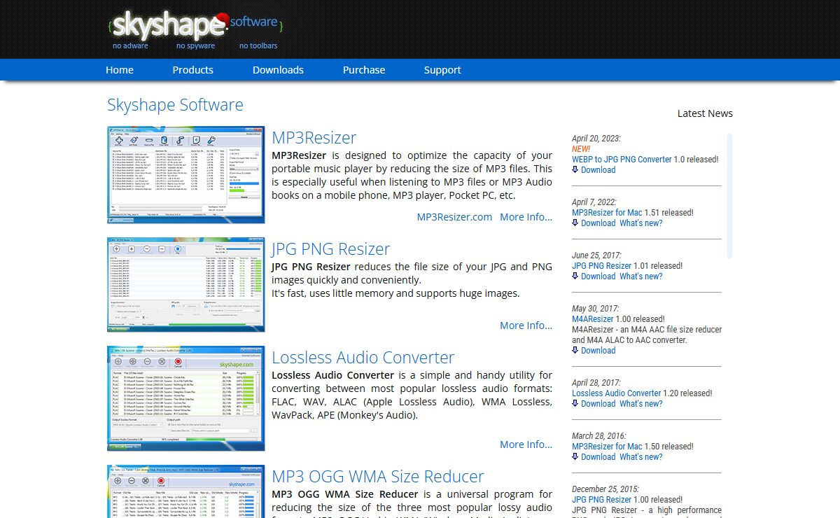 Skyshape Software | MP3, M4A AAC, OGG Vorbis, WMA [Lossless], OPUS, FLAC, ALAC (Apple Lossless), PNG, JPG Resizing, Compressing and Encoding Solutions