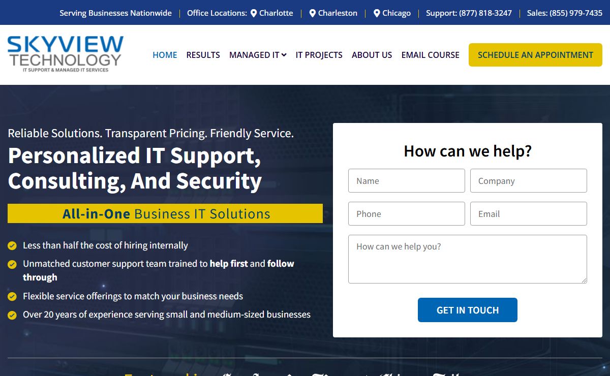 IT Security & Managed IT Support for Chicago, Charlotte & Charleston | SkyView Technology