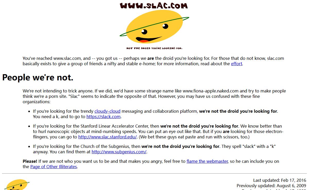 www.slac.com home page: we're not the droid you're looking for