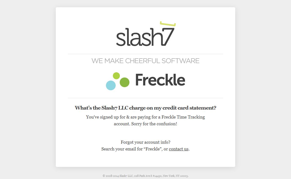 Slash7 LLC — Makers of Freckle Time Tracking
