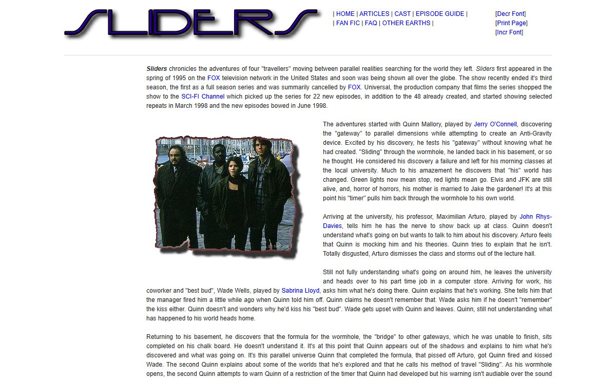 welcome to sliders - an unofficial sliders site