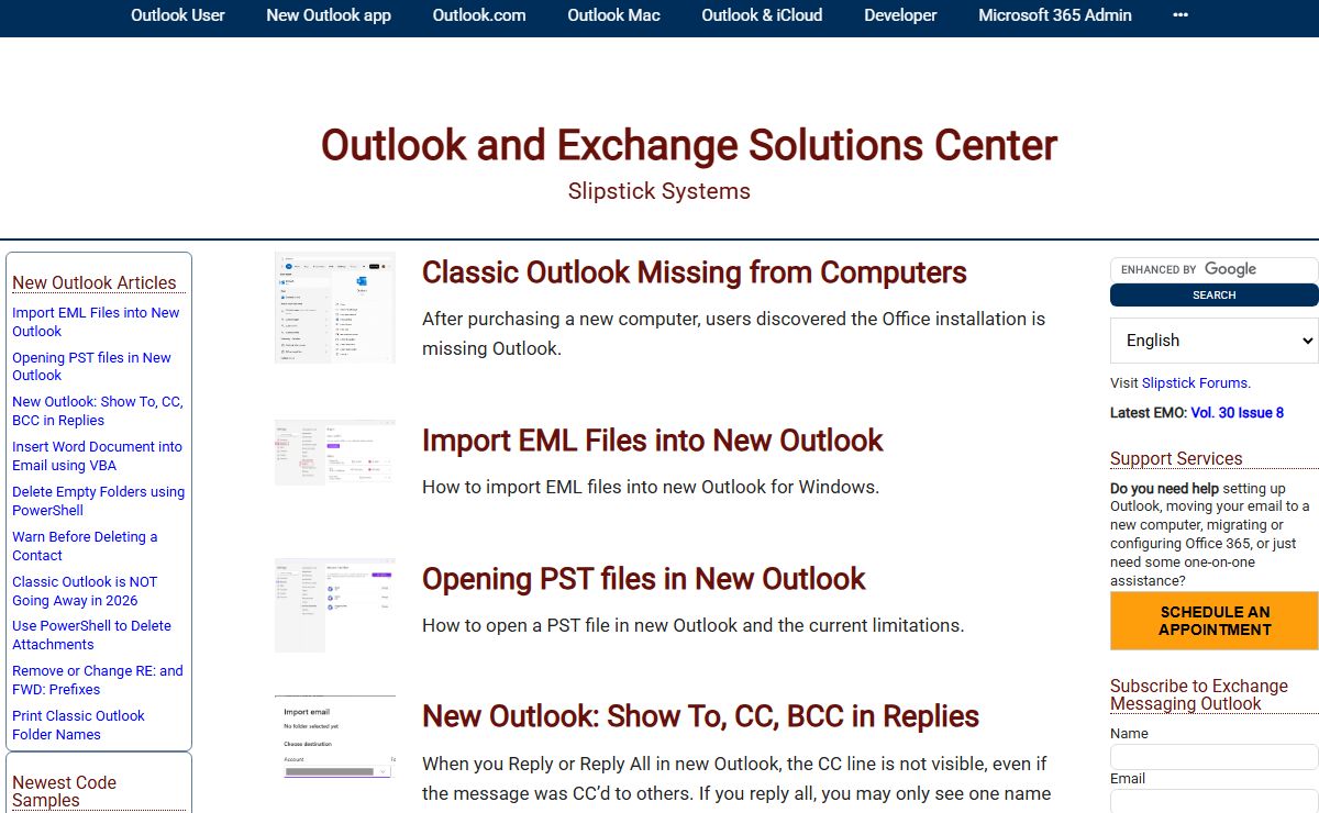Outlook and Exchange Solutions Center