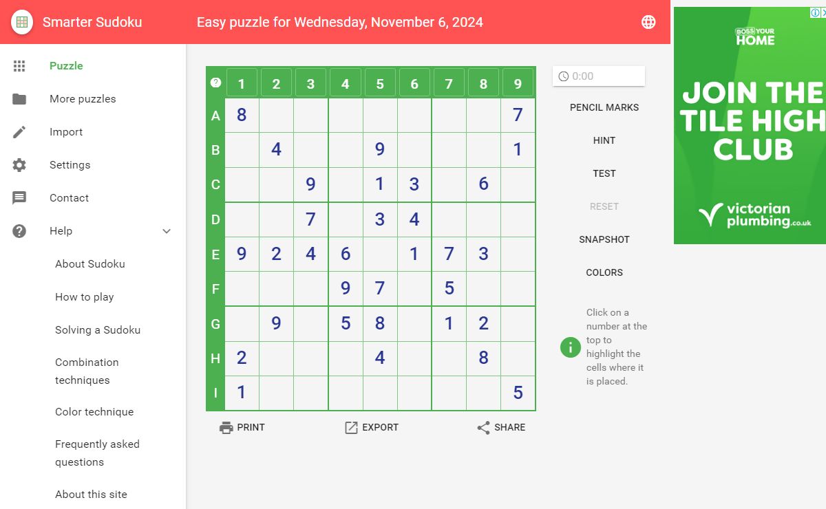 Smarter Sudoku - Daily Sudoku puzzles to solve online