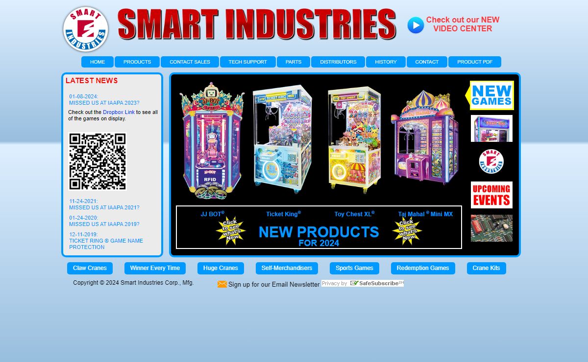 Smart Industries: Cranes, Photo Booths, Self-Merchandisers, Redemption Games, and more!