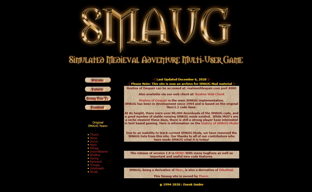 -{ Smaug MUD Code Base }-