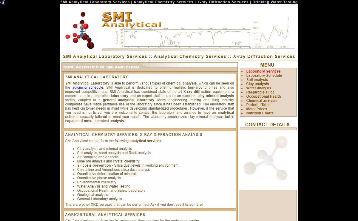 SMI Analytical Laboratory Services | Analytical Chemistry Services | X-ray Diffraction Services | Drinking Water Testing