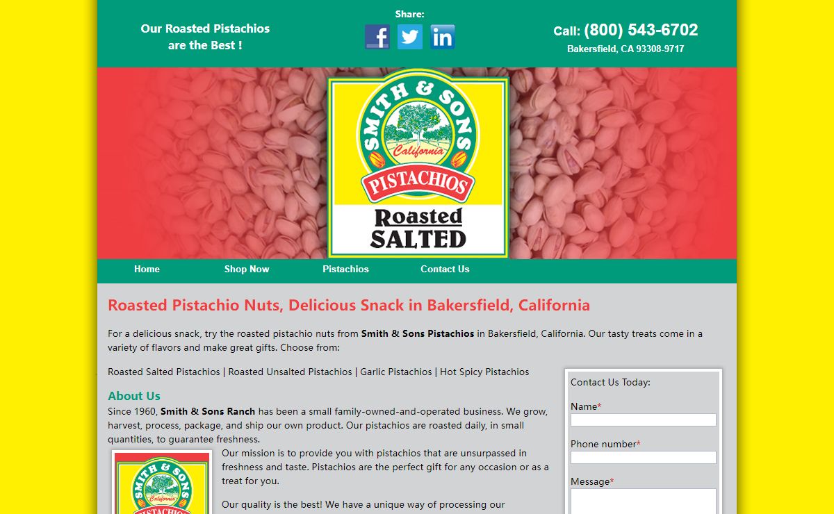 Roasted Pistachio Nuts, Delicious Snack | Bakersfield, CA