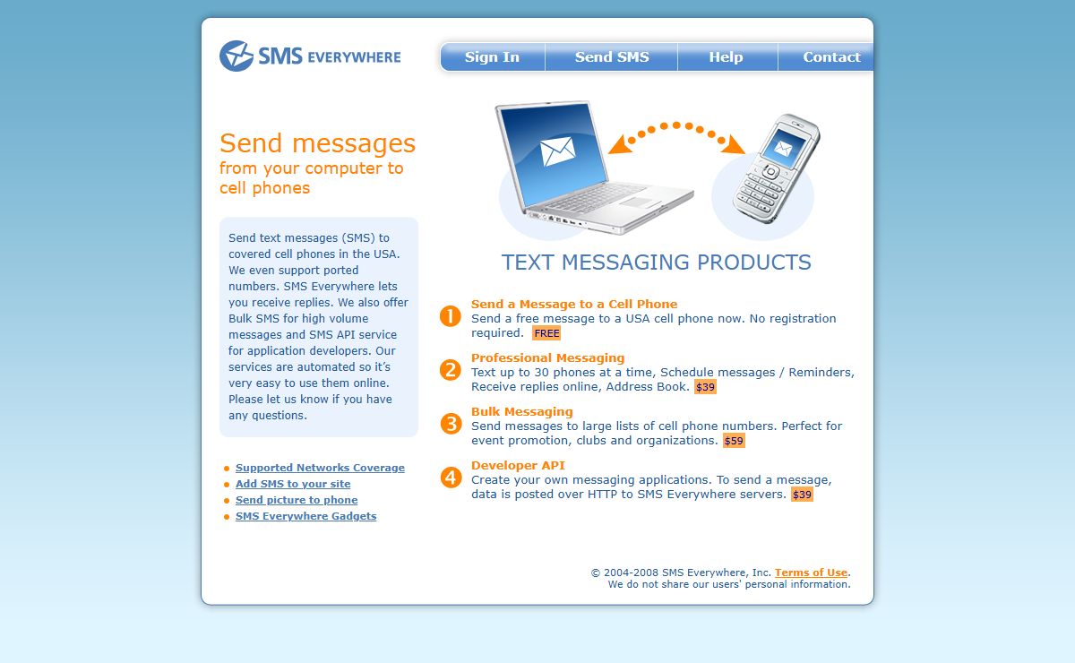 SMS Everywhere - Send text messages SMS to cell phones