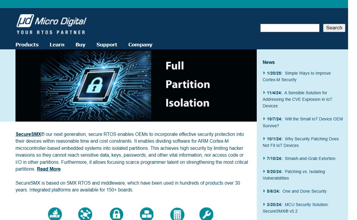 Secure RTOS ARM Cortex-M Embedded Kernel and Middleware No Royalty