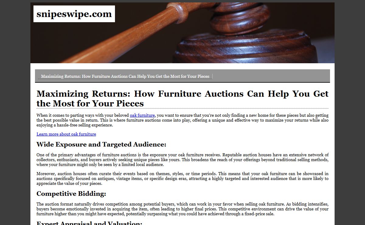 Maximizing Returns: How Furniture Auctions Can Help You Get the Most for Your Pieces