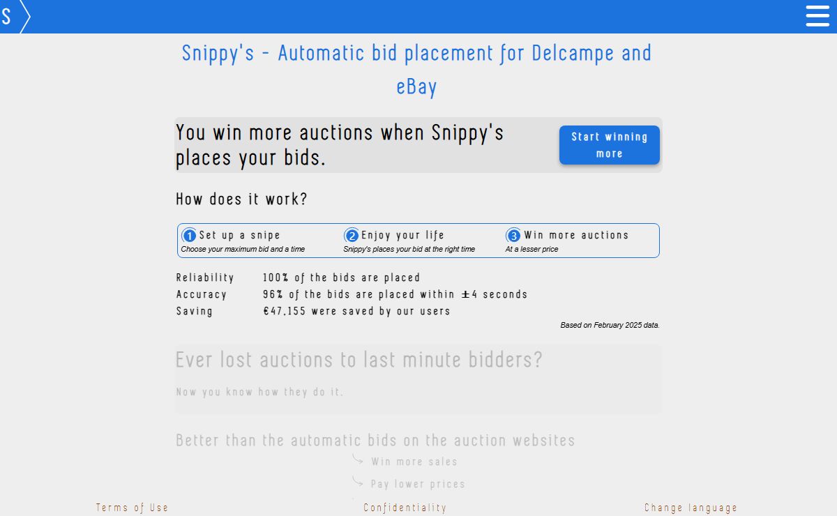 Automatic bidding service - Auction sniper for Delcampe and eBay | Snippy's