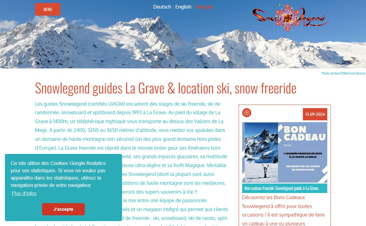 snowlegend.com | Snowlegend La Grave la Meije, guide à la grave, stages ski freeride, stages snowboard, ski de rando