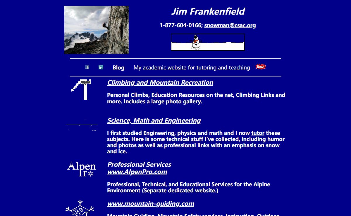 Jim (James) Frankenfield, Snowman - Personal Home Page