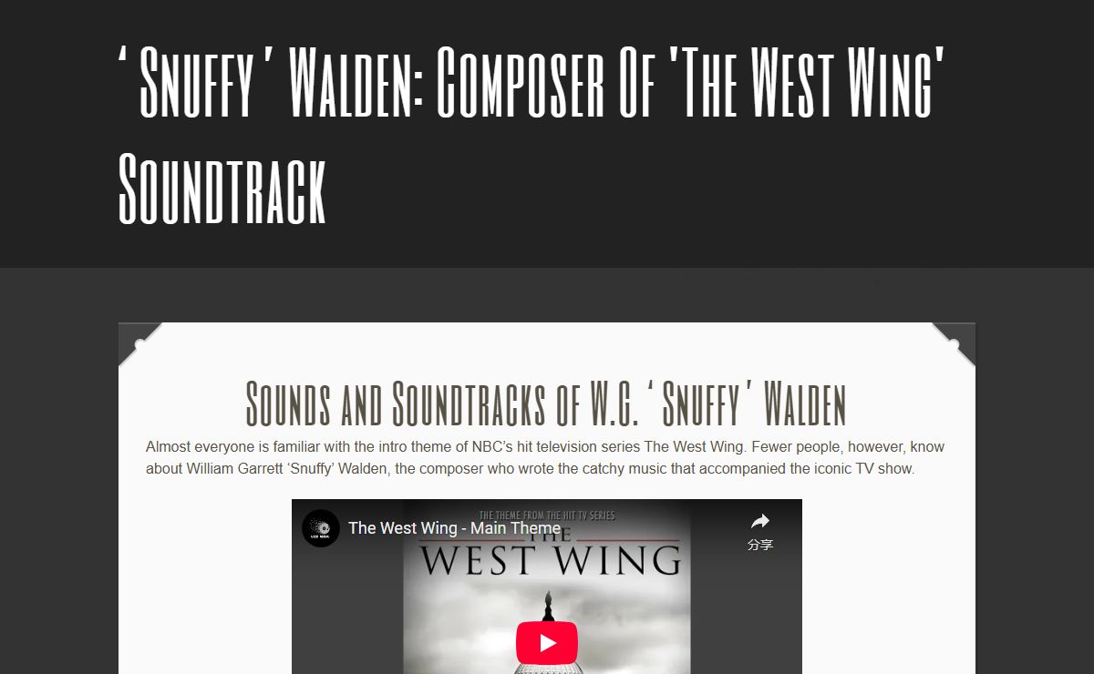 Sounds and Soundtracks of W.G. ‘Snuffy’ Walden - Snuffywalden.com