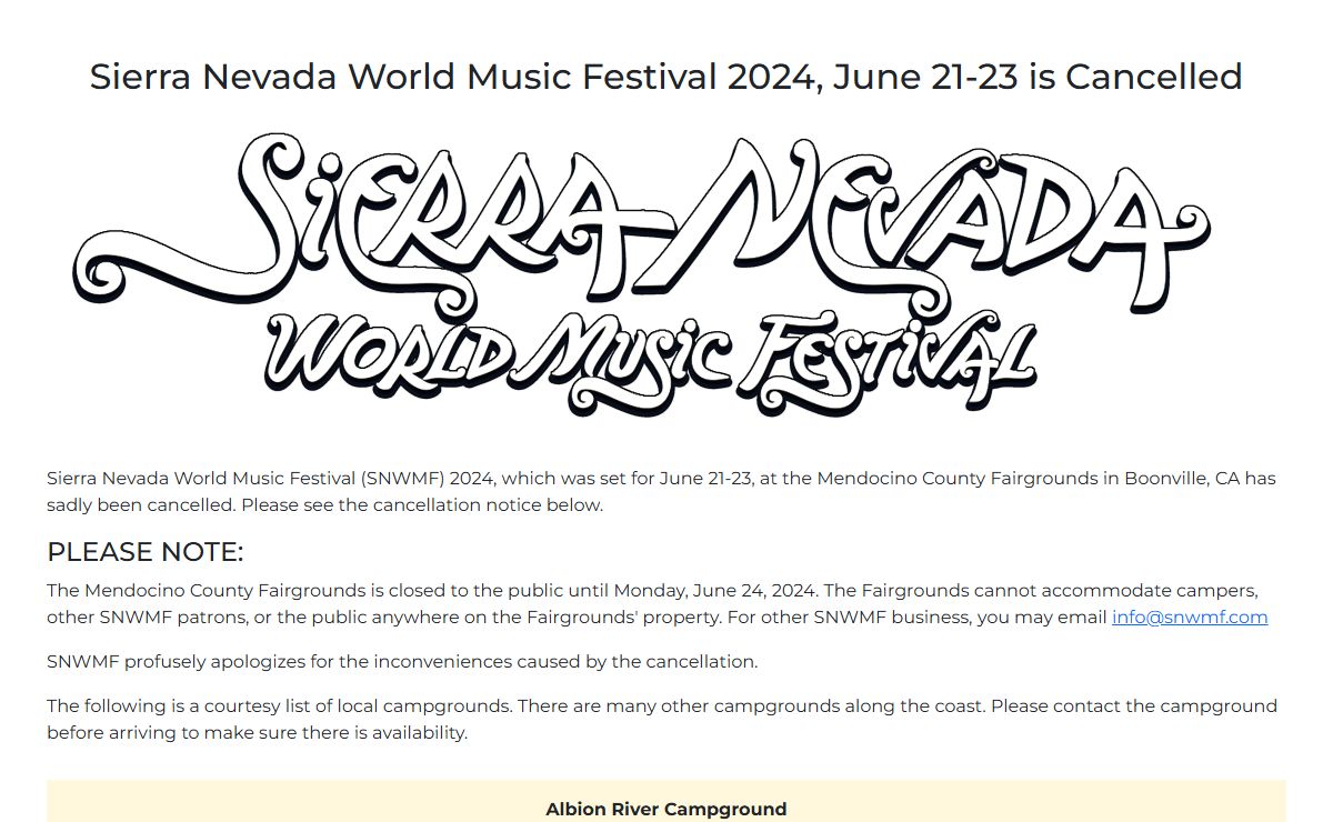 SNWMF cancellation!
