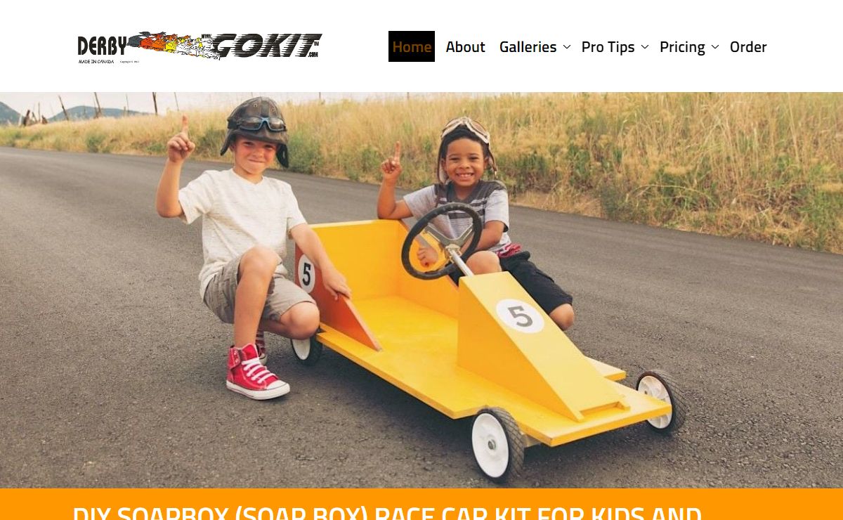 DIY soapbox (soap box) gravity race car kit, by Derby Gokit.