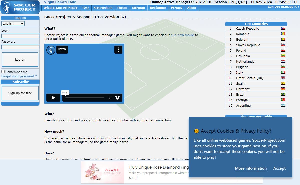 www . SoccerProject . com - Free online football manager game : Manager's Office