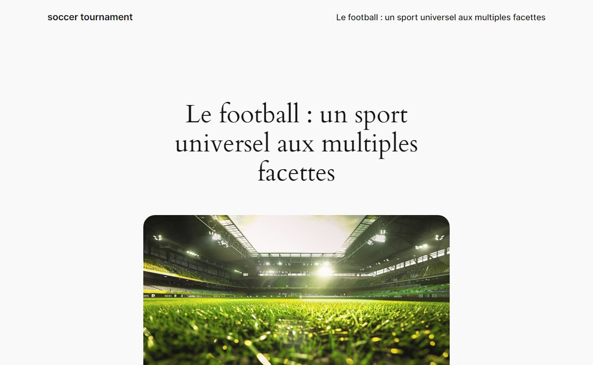 Le football : un sport universel aux multiples facettes - soccer tournament