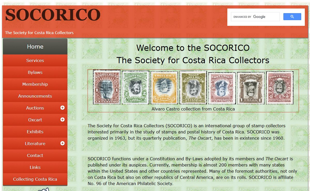 The Society for Costa Rica Stamp Collectors - Welcome to the SOCORICO<br /><br />The Society for Costa Rica Collectors