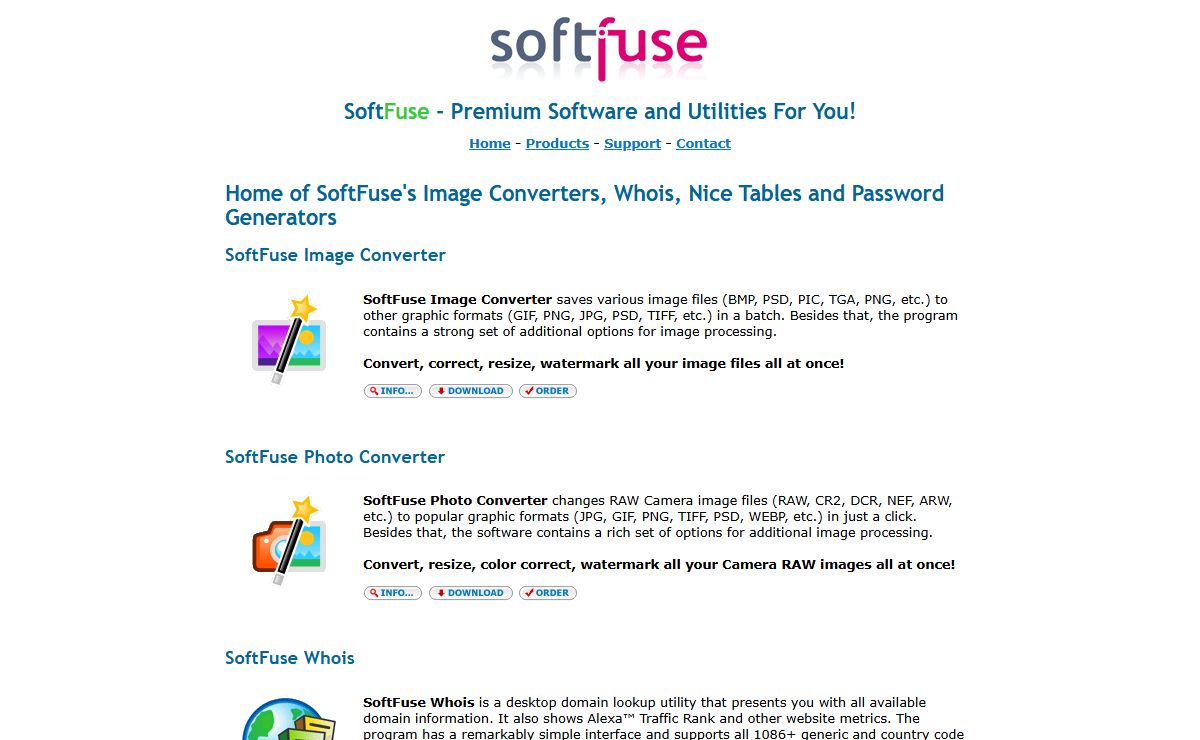 SoftFuse Development - Image Converters, Password Generators, Whois, Nice Tables
