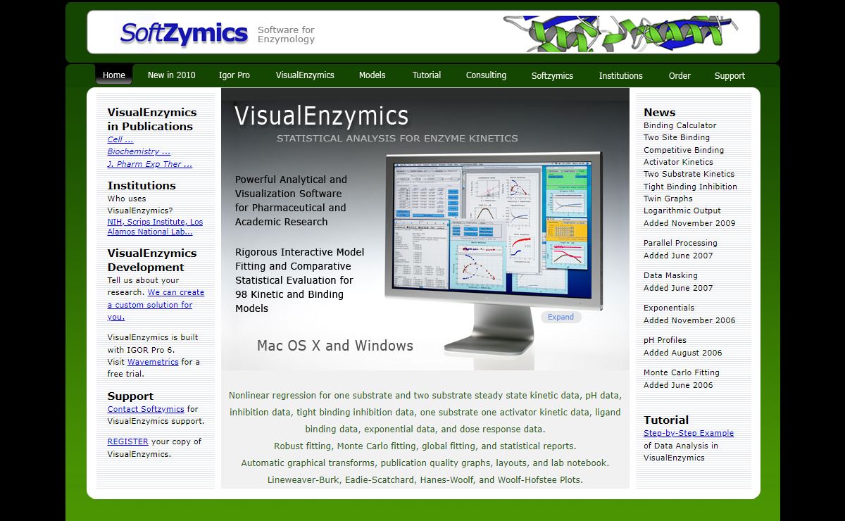 Enzyme kinetics statistics software: VisualEnzymics by Softzymics
