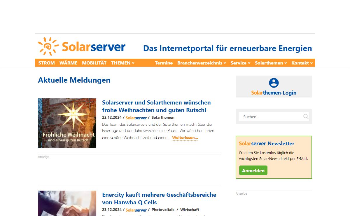 Solarserver - Das Internetportal für erneuerbare Energien