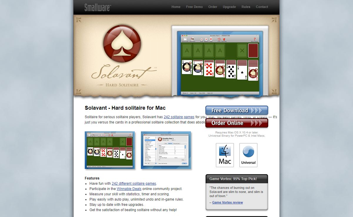 Solitaire For Mac OS X - Solavant Hard Solitaire