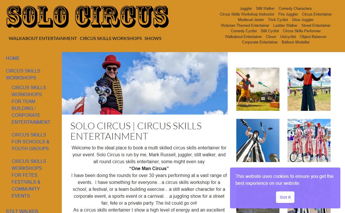 Solo Circus | Juggler, Stilt Walker, Multi Skilled Circus Skills Entertainer For Hire