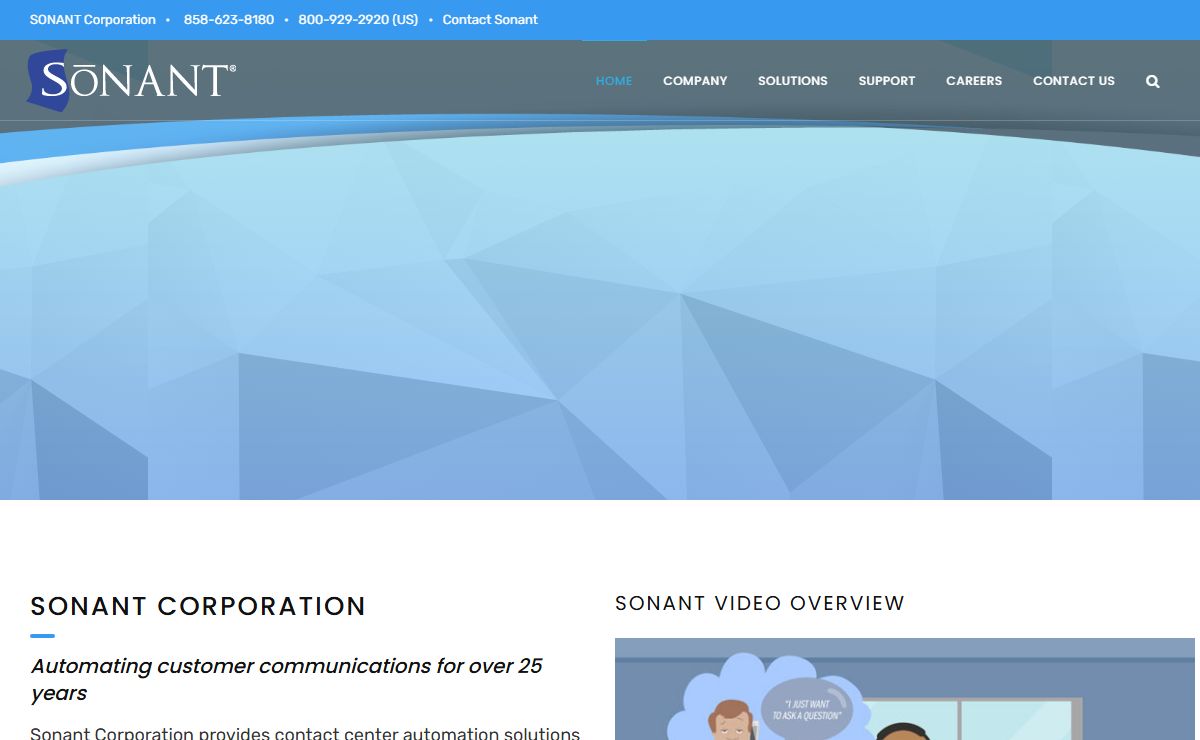 Sonant Corporation: Hosted customer-contact handling solutions