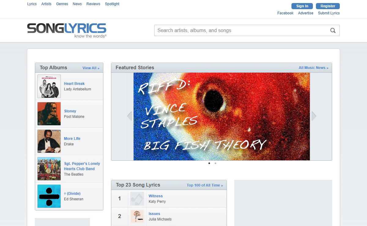 SONGLYRICS.com | The Definitive Community for Lyrics and Reviews