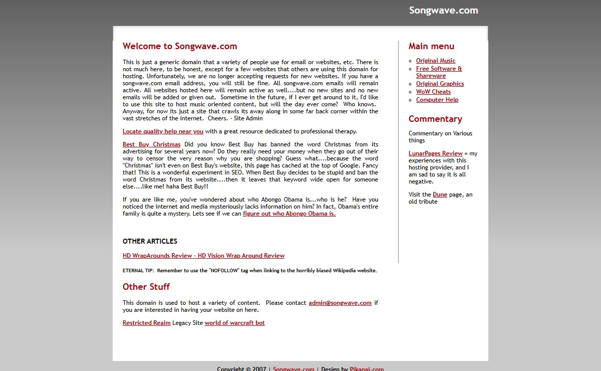 Songwave.com Homepage