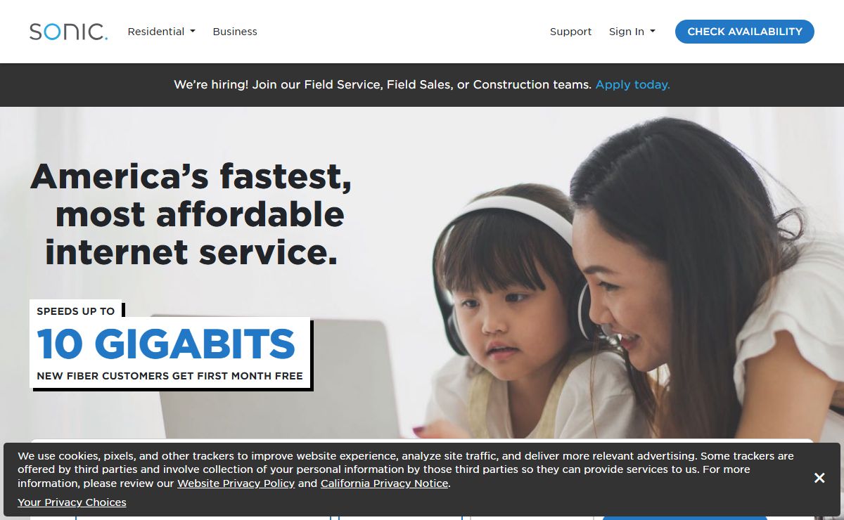 Fiber-optic Internet Service - Sonic