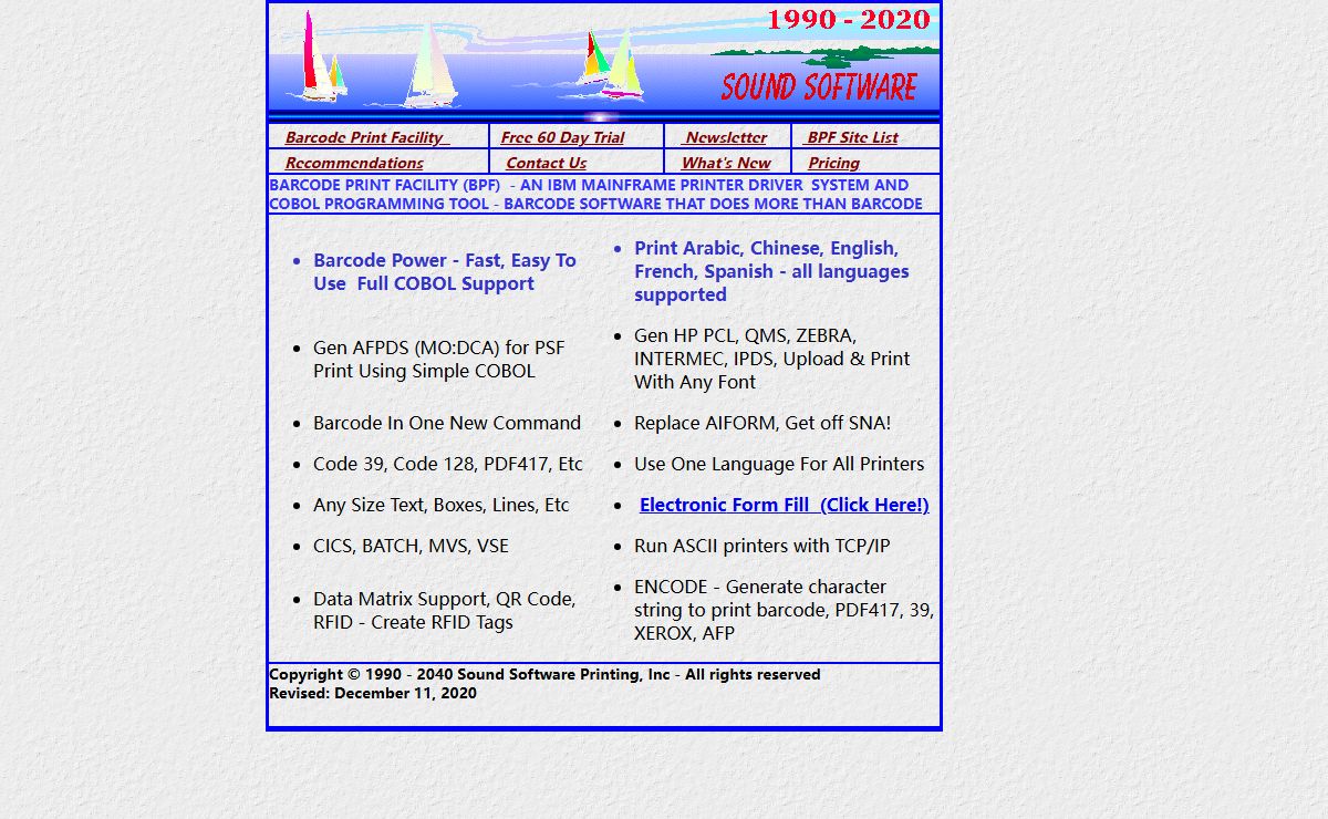 Sound Software - IBM Mainframe Bar Code Software - MVS VSE CICS BATCH Barcode