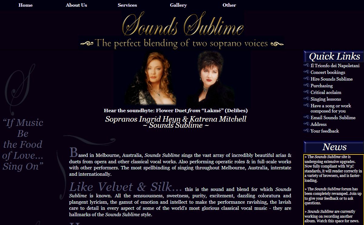 Sounds Sublime - the perfect blending of two soprano voices. Classical vocal repertoire - Melbourne, Australia