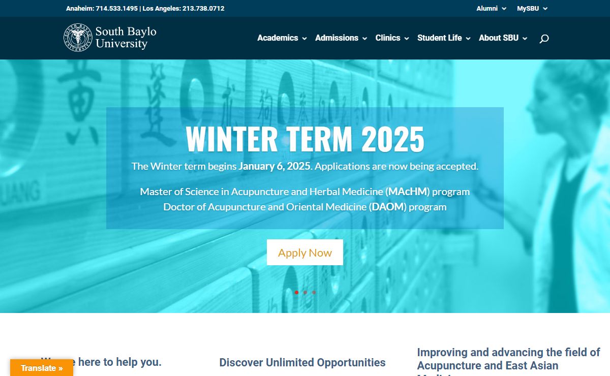 Accredited Acupuncture School Los Angeles | South Baylo University