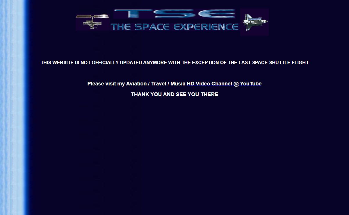 TSE- the space experience - the Space Shuttle  information source, live feed, tracking, pictures, videos