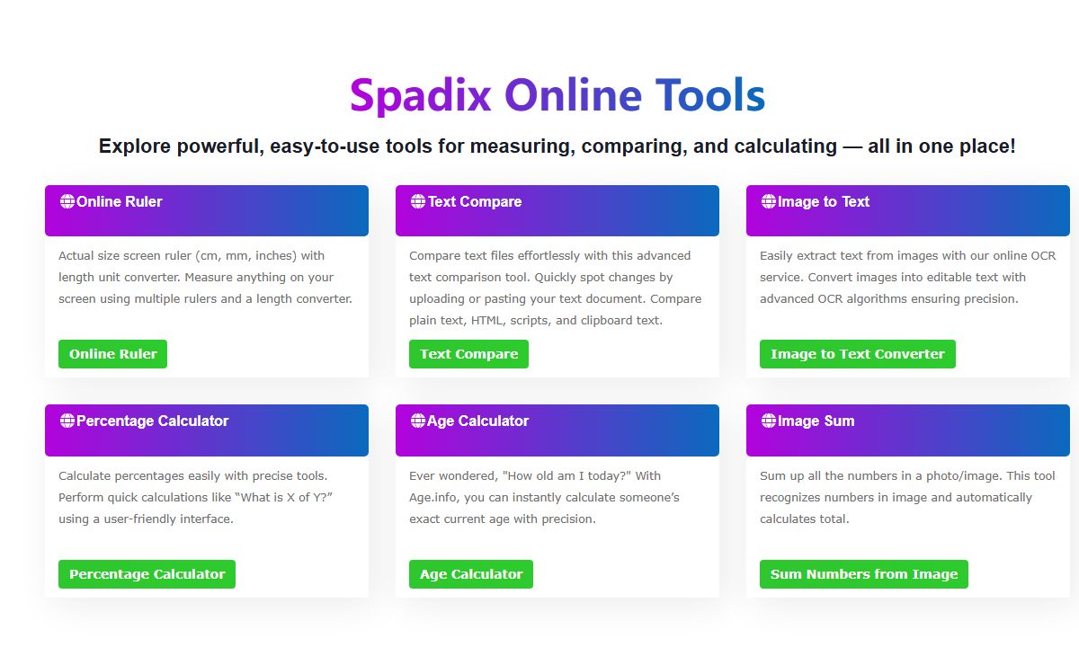 Spadix Online Tools