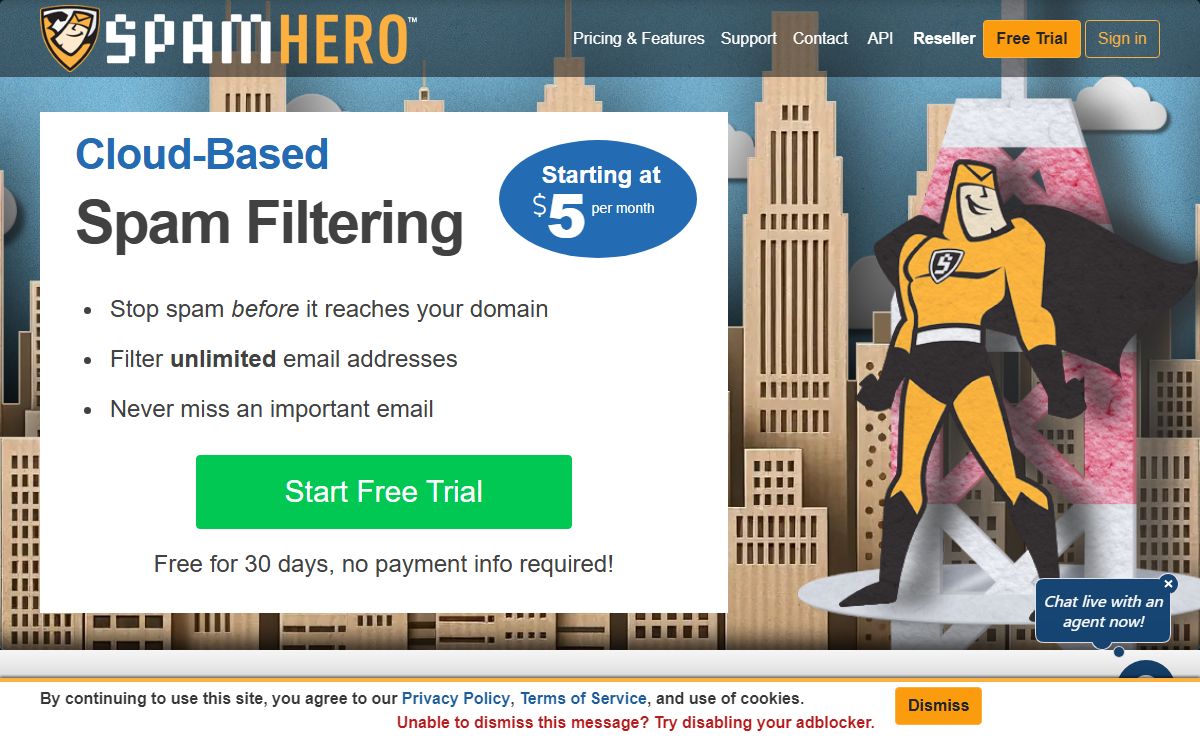 SpamHero - Enterprise level Spam Filtering for your domain!