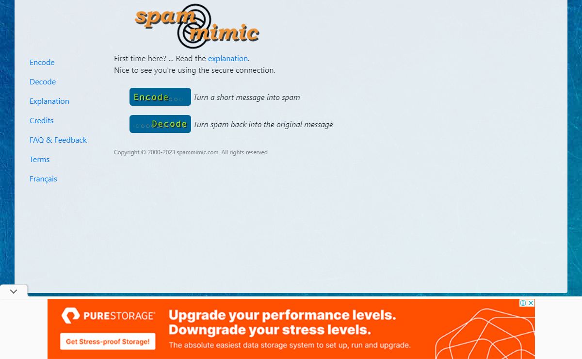 spammimic - hide a message in spam
