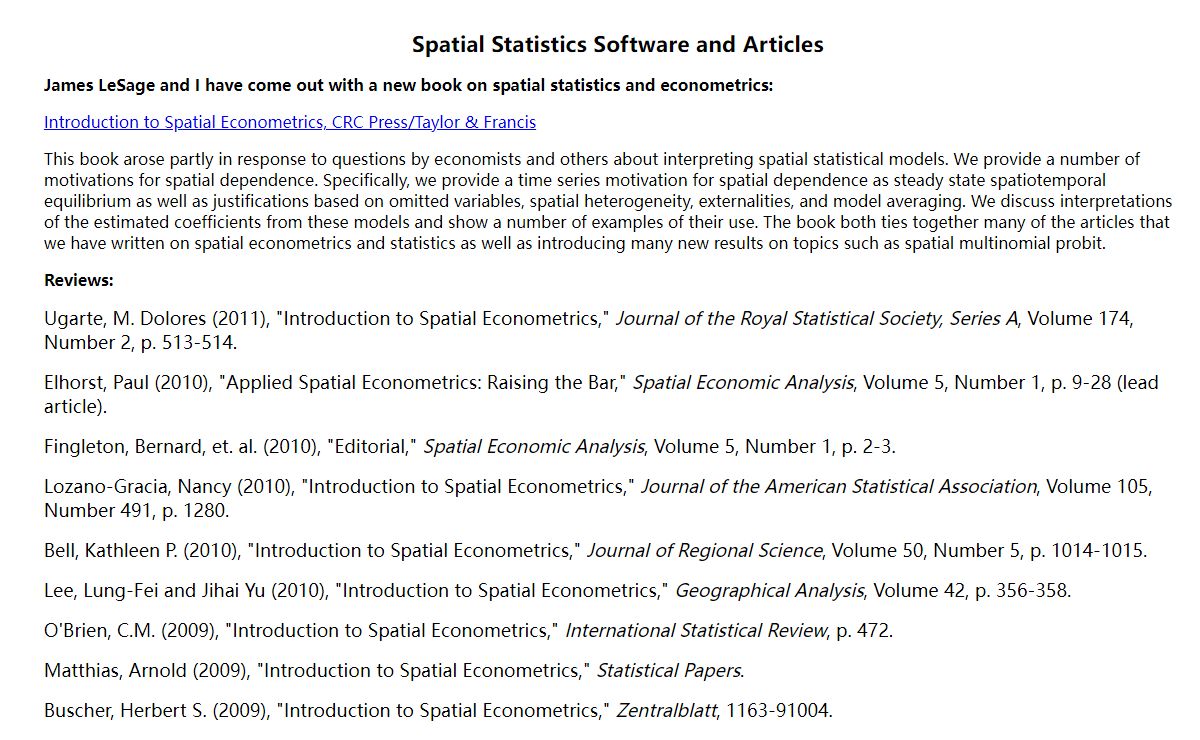 Spatial Statistics Software
