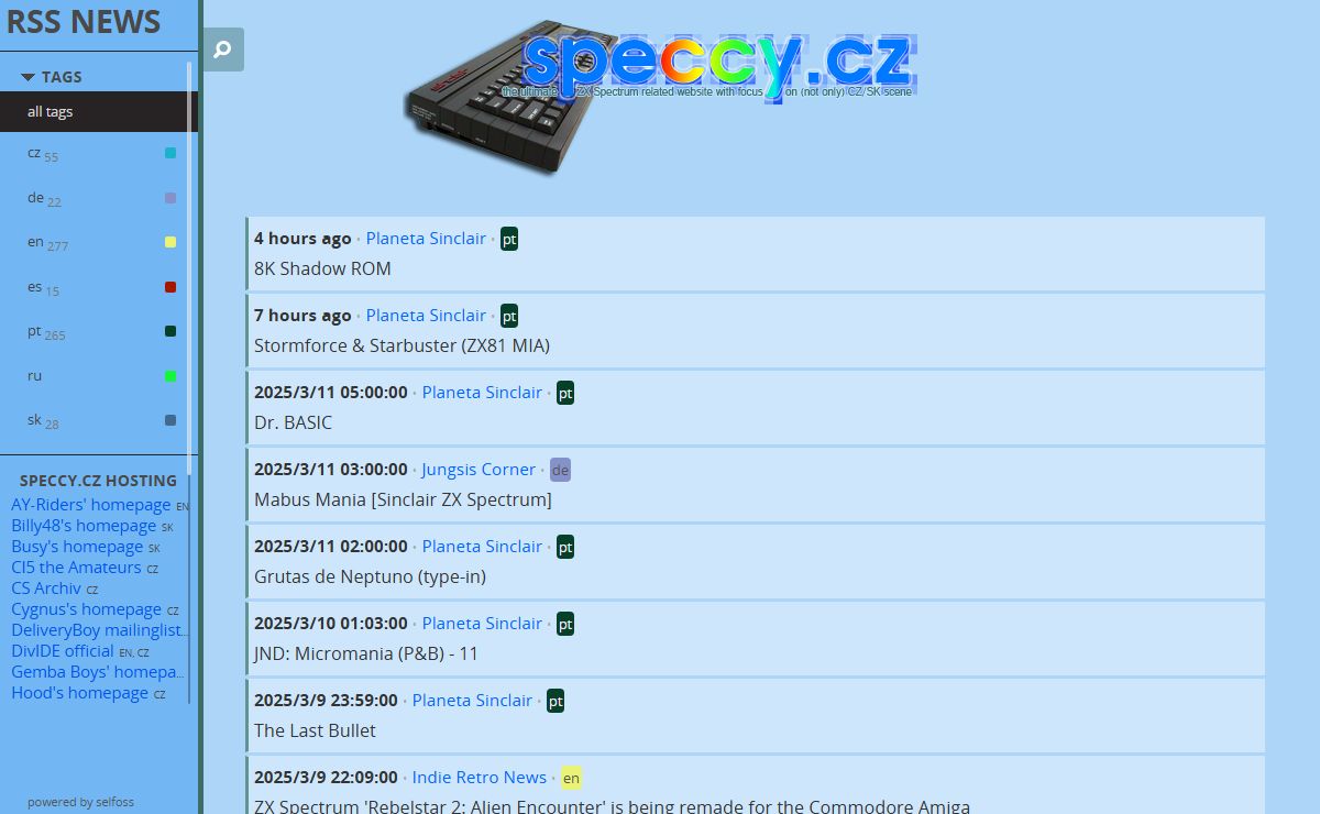 Speccy.cz - the ultimate ZX Spectrum related website with focus on (not only) CZ/SK scene (662)
